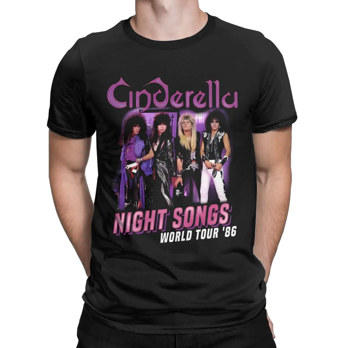 Novelty Art Cinderellas Night Songs T-Shirt for Men Crewneck Pure Cotton T Shirts Band World Tour Short Sleeve Tee 4XL 5XL 6XL