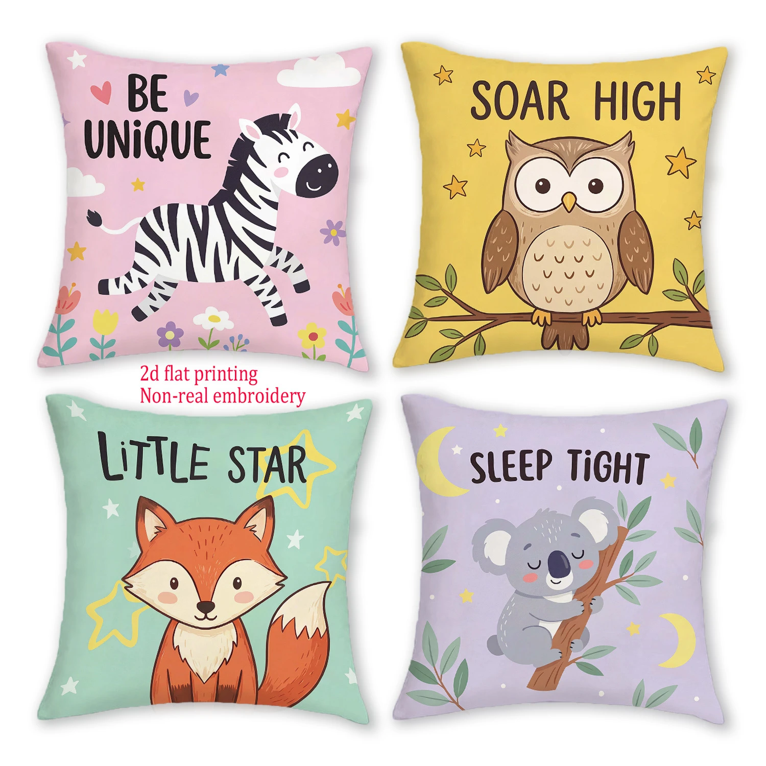 

1/4pcs Cute Cartoon Animal Throw Pillow Covers Kids Room Decorative Cushion Cases with Inspirational Slogans Cushion cover