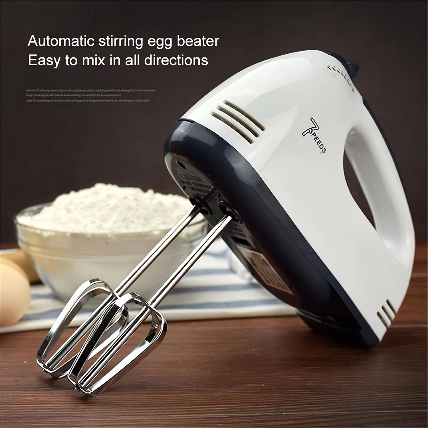 Powerful Handheld  Mixer with 7 Speed Control - Perfect for Whipping Cream, Mixing Cake Batter, and More!