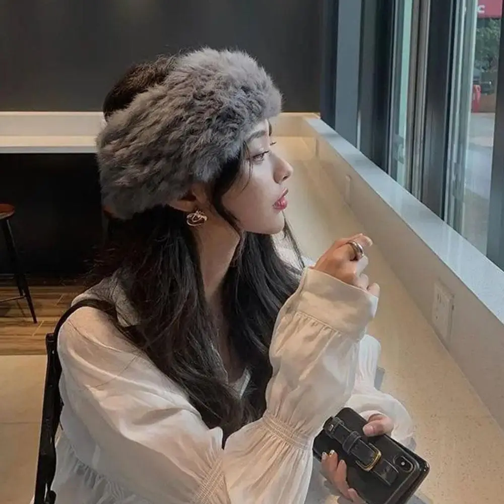 

Настоящая повязка для волос, теплая повязка на голову с широкими полями, повязка на голову, меховая шапка, зимняя эластичная повязка из кроличьего меха двойного назначения для женщин, теплая повязка на голову