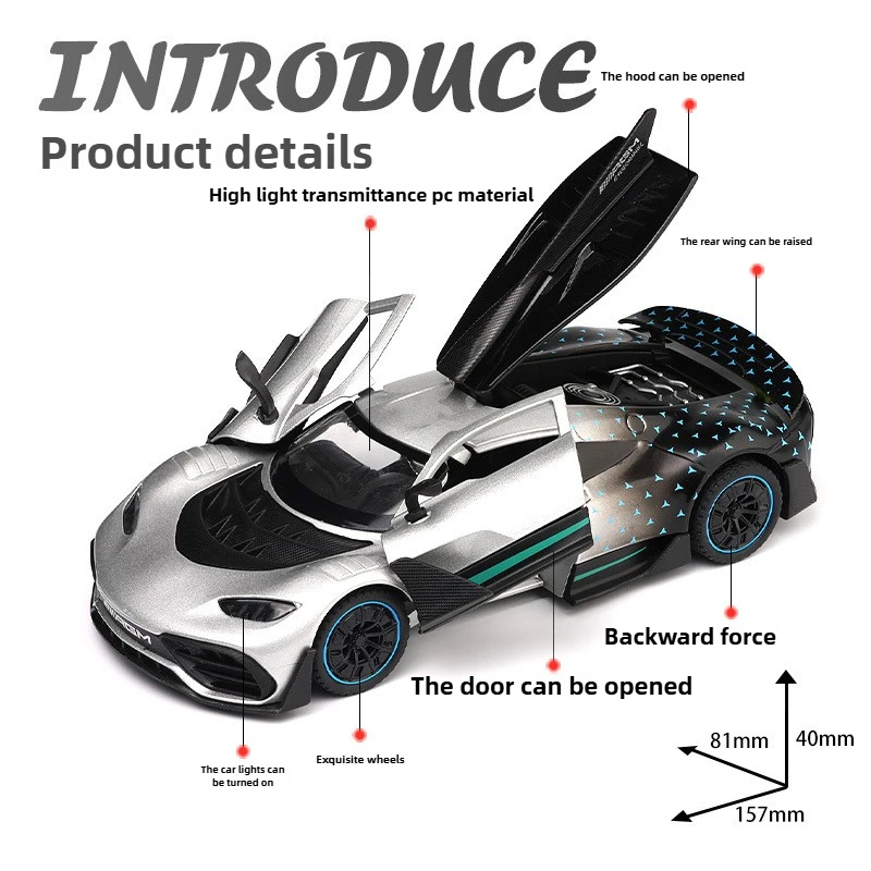 1:32 AMG ONE Supercar Legierung Diecast Auto Modell Sound & Licht Zurückziehen Kinderspielzeug Sammlerstücke Geburtstagsgeschenke