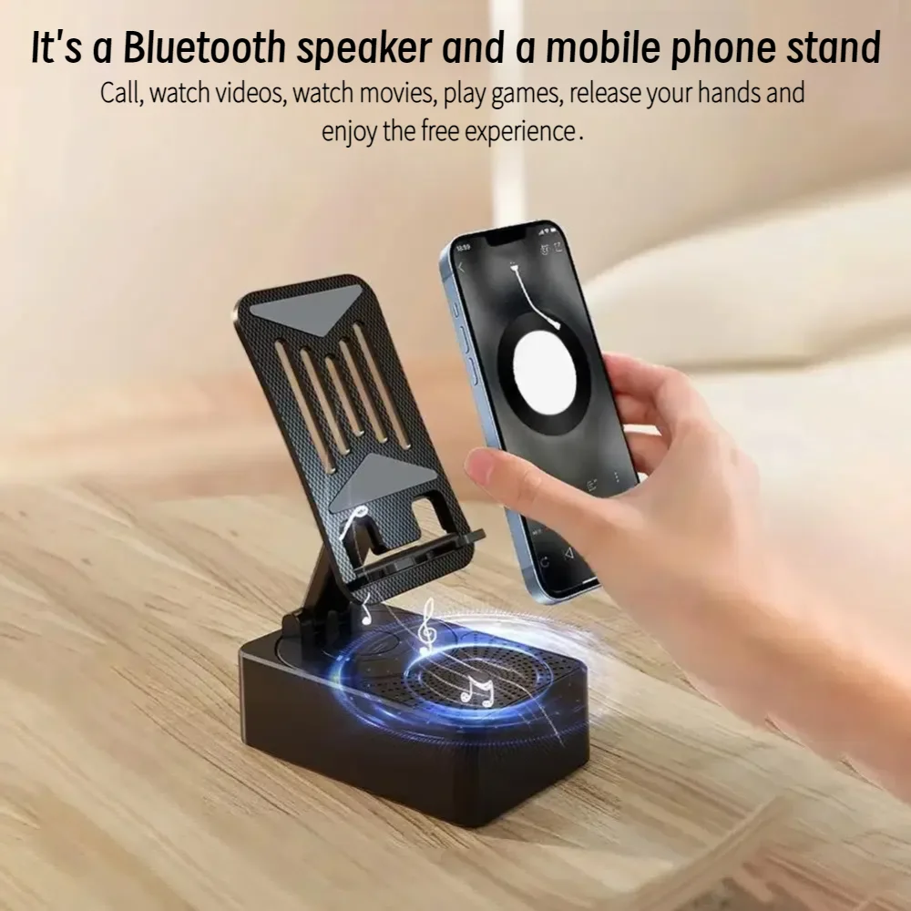 3 In 1 Desktop Mobile Phone Holder Mount Multi-Function Folding Rotatable Bracket Bluetooth 5.3 Call Speaker Audio Power Bank