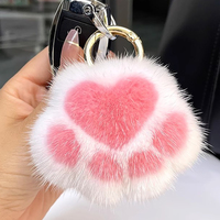 Women's Lovely Cat Paw Faux Fur Keychain Charm Fashion Plush Bear Paw Car Key Chain Bag Pendant Keyrings Party Favor Jewelry