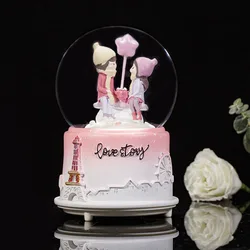 New Resin Crafts Creative Lovers Bola De Cristal Durable Battery Operated Tabletop Crystal Ball Girl's Room Decoration