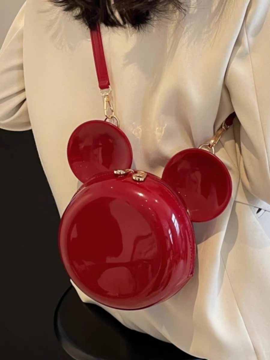 New Disney Mickey Mouse Women handbag Minnie Shoulder Diagonal Bag Casual Fashion Girl PU Round Bag Birthday Gifts