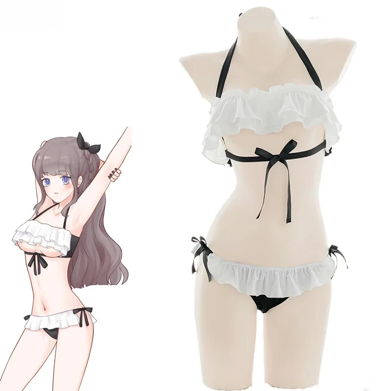 

2025 Halloween Cosplay anime Lolita girl beach bikini swimsuit costume women kawaii sexy chiffon ruffle pajamas unirom lingerie