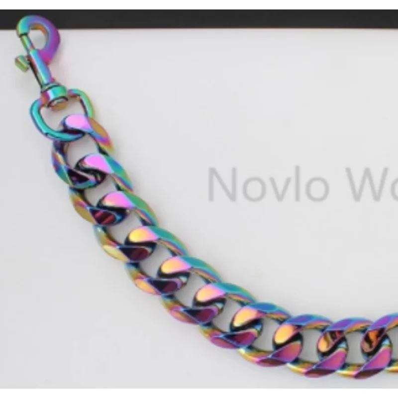 22mm 13mm Rainbow Aluminum Chain Light Weight Bags Purses Strap Accessory Wholesale 30-140CM Bag Chain Strap