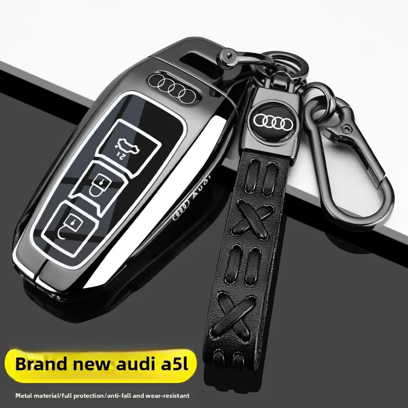 

Metal leather key case bag For Audi A5L new 2025 series Special car remote control protective case
