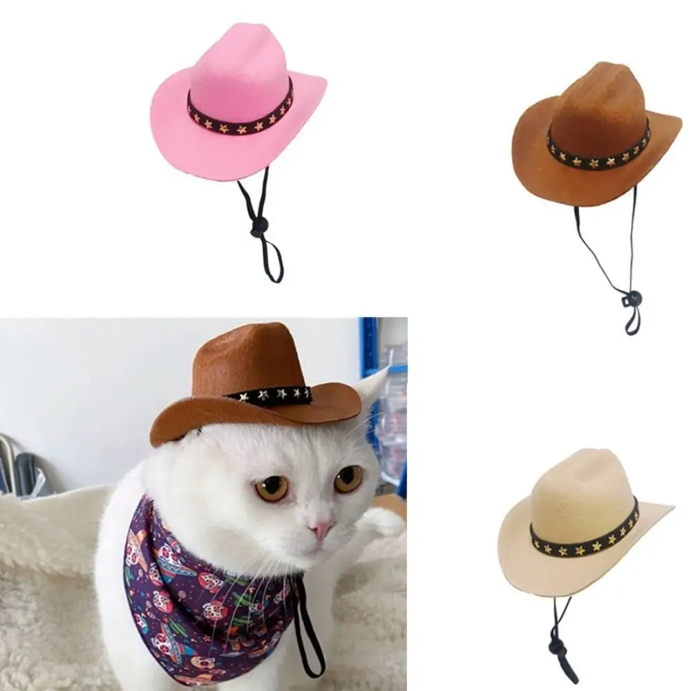 1pc Outdoor Adjustable Pet Dog Hat Summer Pet Accessories Dogs Cat Caps Photo Prop Dog Cat Cowboy Hats