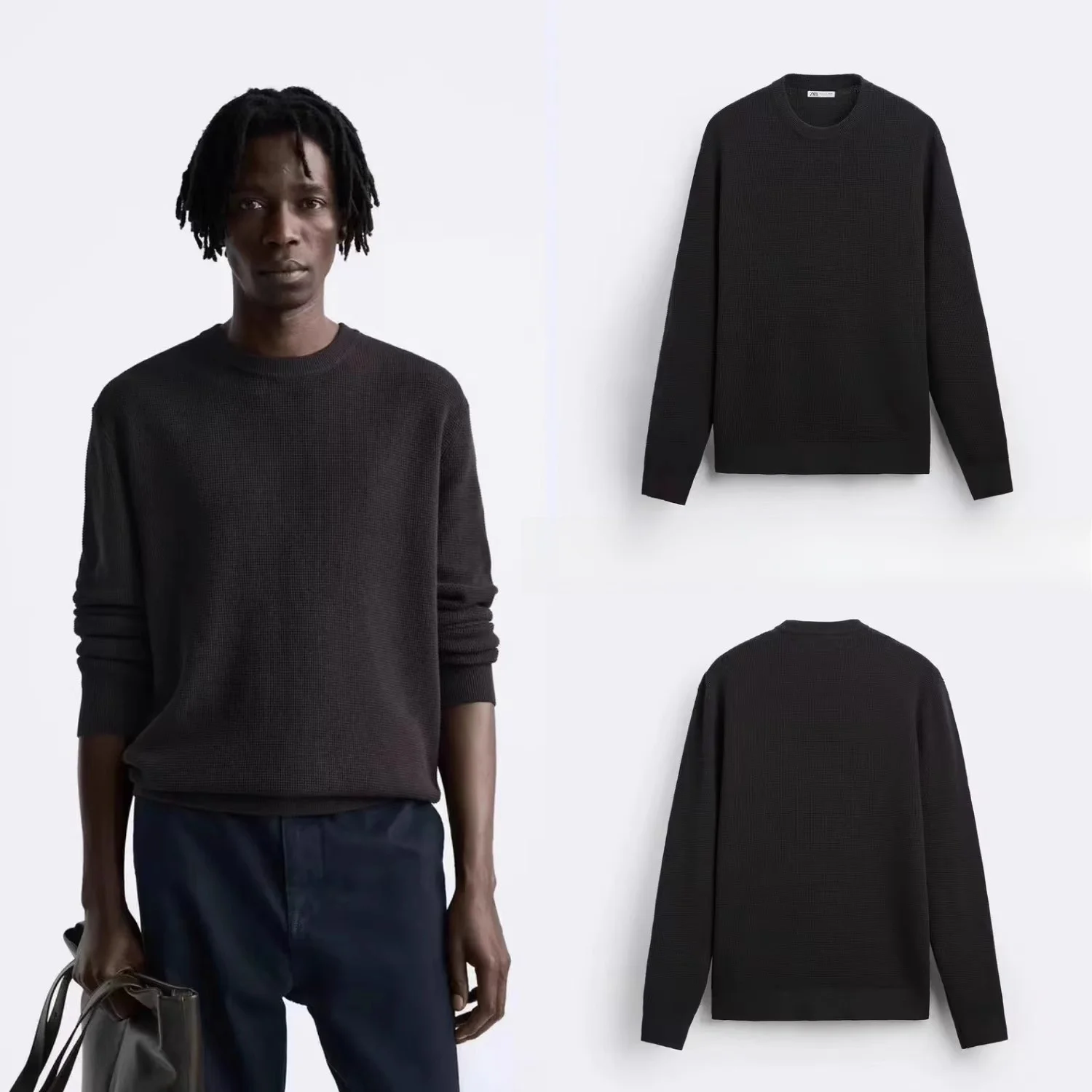 

Новый осенний мужской вязаный свитер с круглым вырезом, базовый, с текстурой, молодежный, жизнерадостный, модный трикотаж...