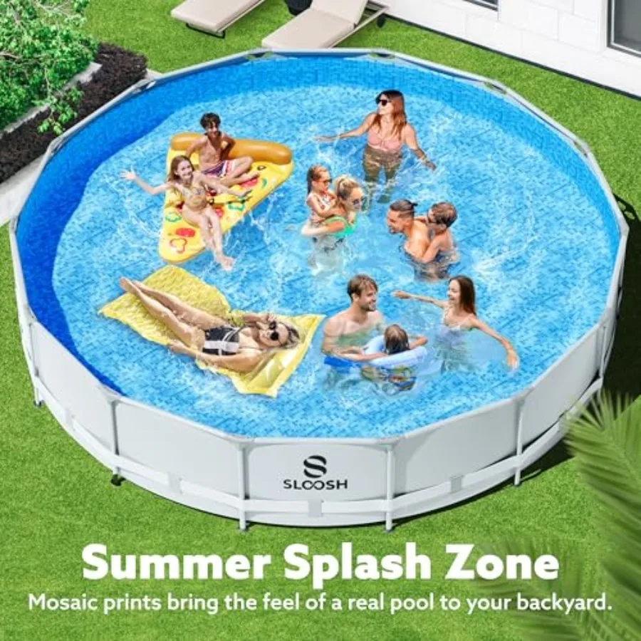 

Round Above Ground Pool 15ft x 42inch Outdoor Round Frame Above Ground Swimming Pool Set Kiddie Pool for Kids Adults Filter Pump