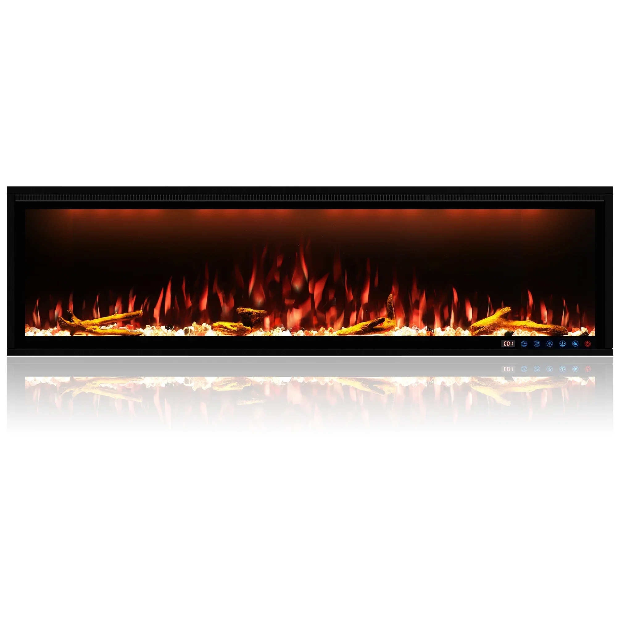 Luxstar 60 Inches Hot Factory Suspended Fireplace With App Control Electric Simulated Flame Led Fireplace Heater