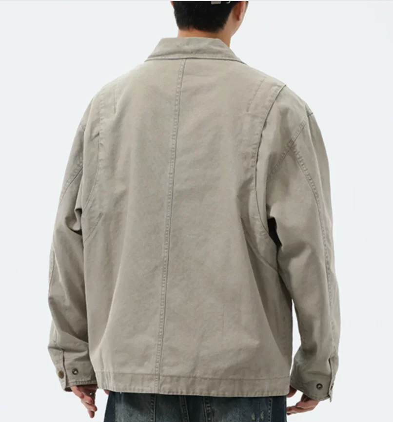Spring/Autumn American Pure Cotton Loose-Fit Streetwear Notch Lapel Work Jacket
