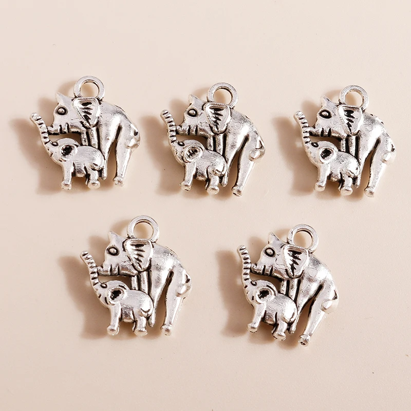 20 Stück 14x15mm Cartoon-Tieranhänger aus Legierung, Elefantenanhänger für Schmuckherstellung, DIY-Ohrringe, Halsketten, Armband-Zubehör – Detail 2
