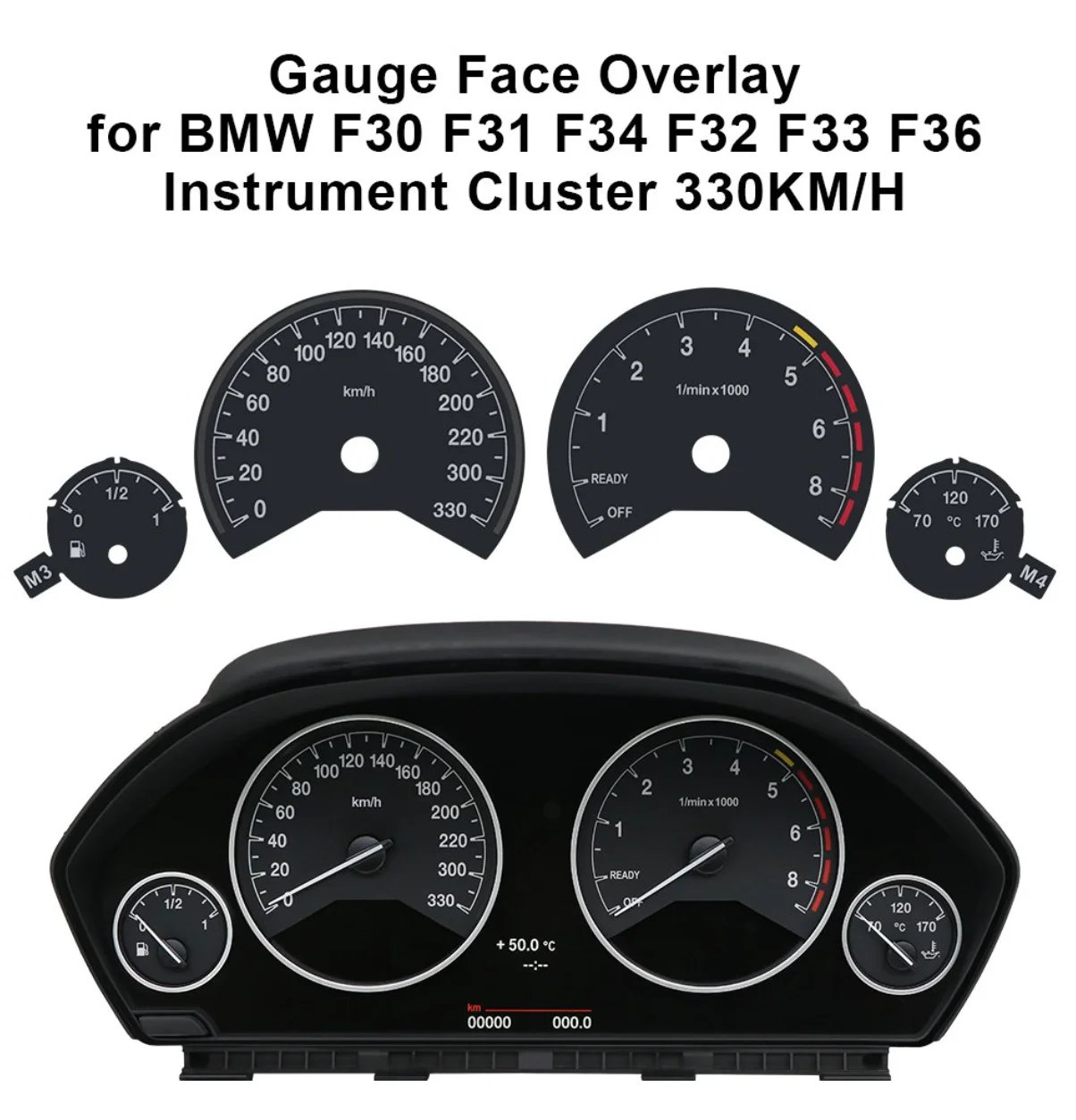 Instrumentencluster-Abdeckplatte für BMW 3er 4er Serie F30 F31 F32 F33 F34 F36 3M Tachometer 330 km/h 260 km/h – Detail 8