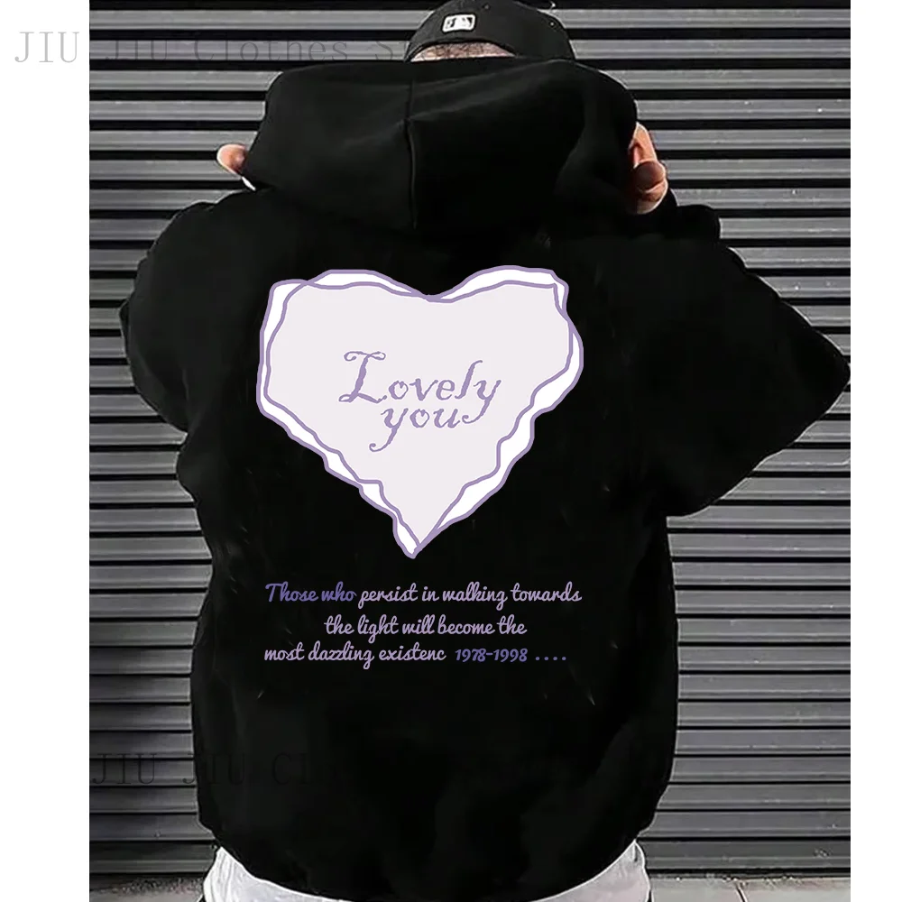 Lovely You Hoody Men Women Harajuku Fashion Sweatshirt Loose Oversized Streetwear Fleece Warm Couple Casual Pullover Hoodie