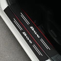 Threshold Stickers For Fiat BRAVO Motor Sport Logo Anti Scratch Door Sill Protector Protection Carbon Fiber Stylin Accessories