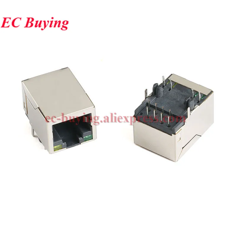 1Pc-5Pcs RJ45 Socket 8P8C 59 Network Modular Plug Connector Mounting Ethernet Network Cable Adapter Data Transfer LED Lamp Rj-45