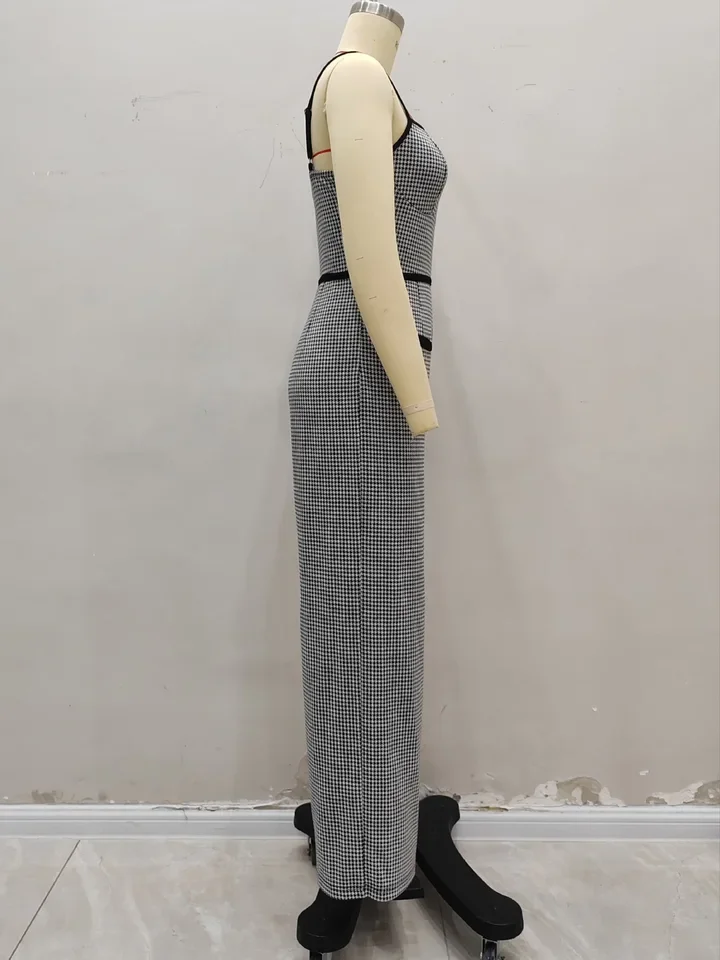 Women High Waist Fashion Jumpsuit New Temperament Side Zipper Contrasting Elegant Commuting Layering Slim Women's Jumpsuits