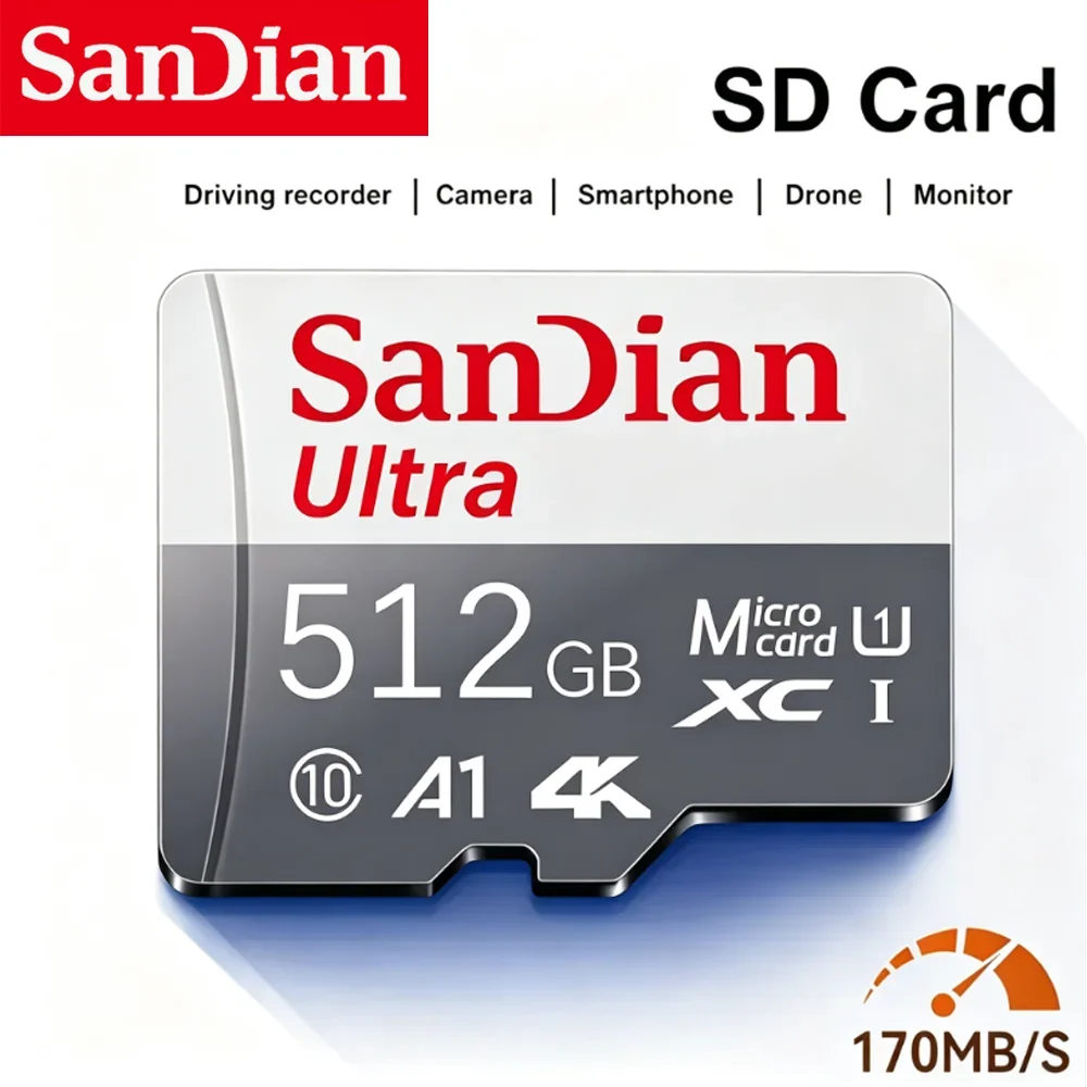 2026 New High Speed SD Card 128GB 256GB 512GB Micro SD Card Class 10 U3 V30 A2 Memory Card for Drone Action Camera 4K Video