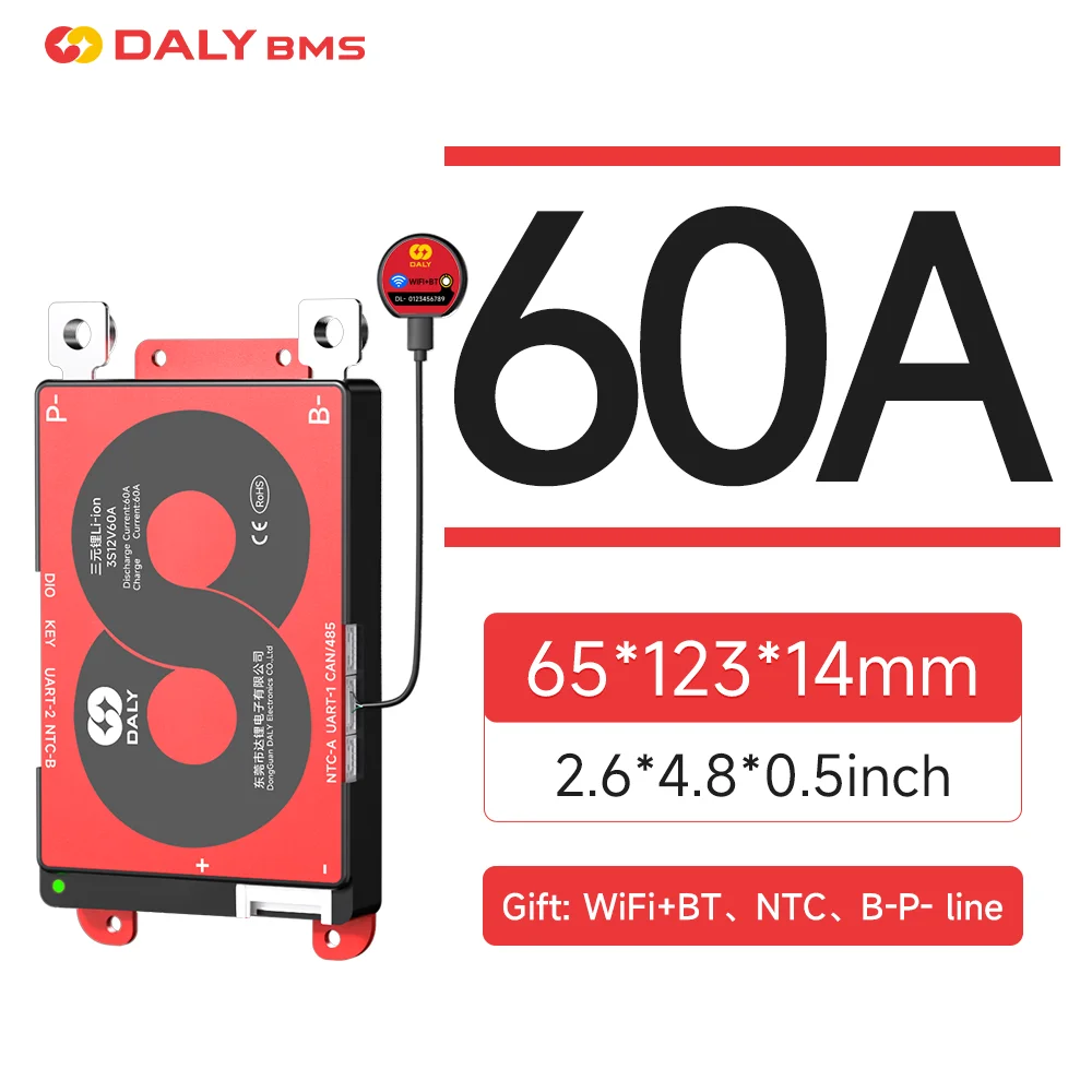 Daly Smart BMS mit WLAN-Modul LiFePo4 8S 24V 16S 48V Li-Ion 13S 14S 48V 16S 17S 60V 20S 72V mit CAN für Heimenergiespeicher