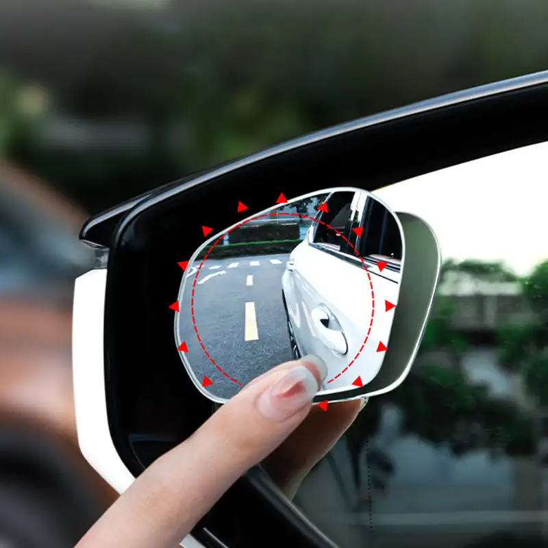 2PC 360 Degree Adjustable Angle HD Glass Blind Spot Mirrors Car Rearview Mirrors Frameless Wide-angle Rearview Auxiliary Mirrors