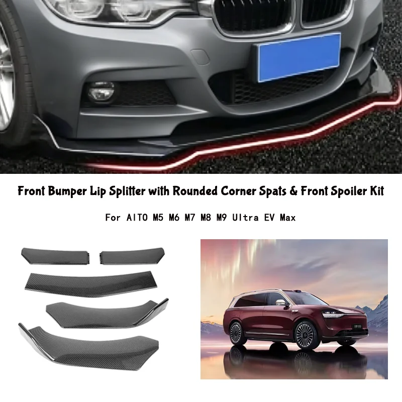 5-Segment Adjustable Front Bumper Lip Splitter Body Kit For AITO M5 M6 M7 M8 M9 Ultra EV Max