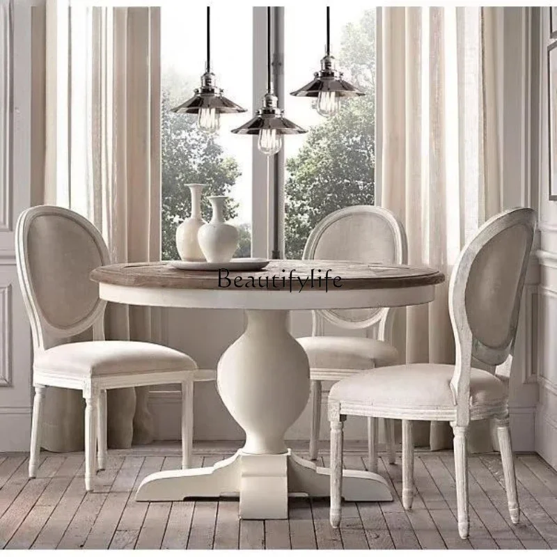 

Американский круглый обеденный стол из массива дуба в стиле ретро, модель ls04, винтажный обеденный стол.