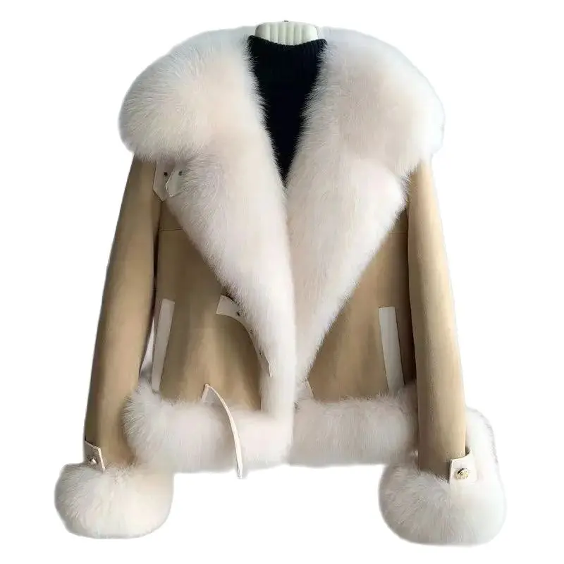 "One" lusso femminile costoso 2023 nuovo inverno finto collo di moda di fascia alta caldo cappotto Casual marea femminile