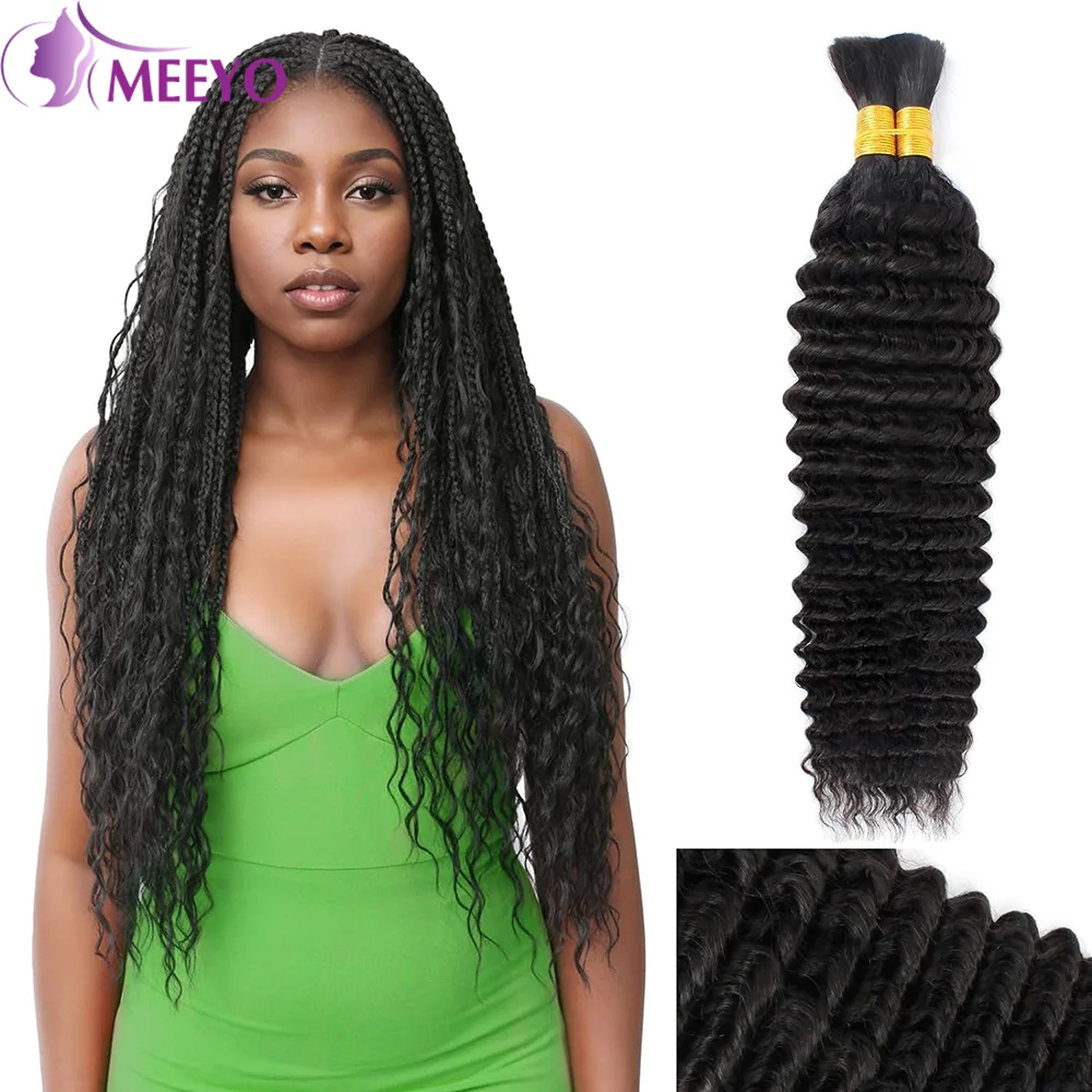 

Human Hair Bulk For Braiding Deep Wave Weave Extencione 16-26 Inch 100% Unprocessed Human Hair Braiding Hair For Woman Color #1B