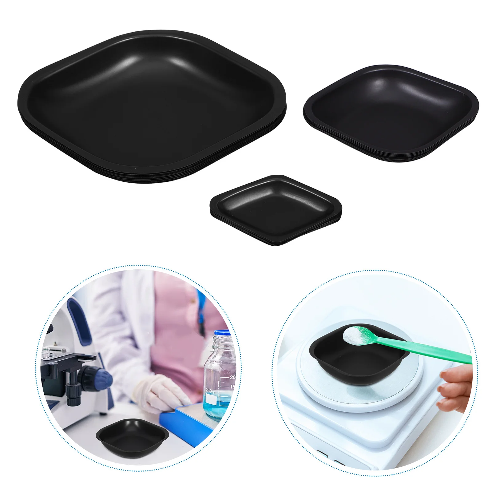

30Pcs Plastic Weighing Dishes Lab Weigh Boats 7 100 330ml Scale Tray Powder Liquid Solid Food Sample Mixing Weighing Boats Small