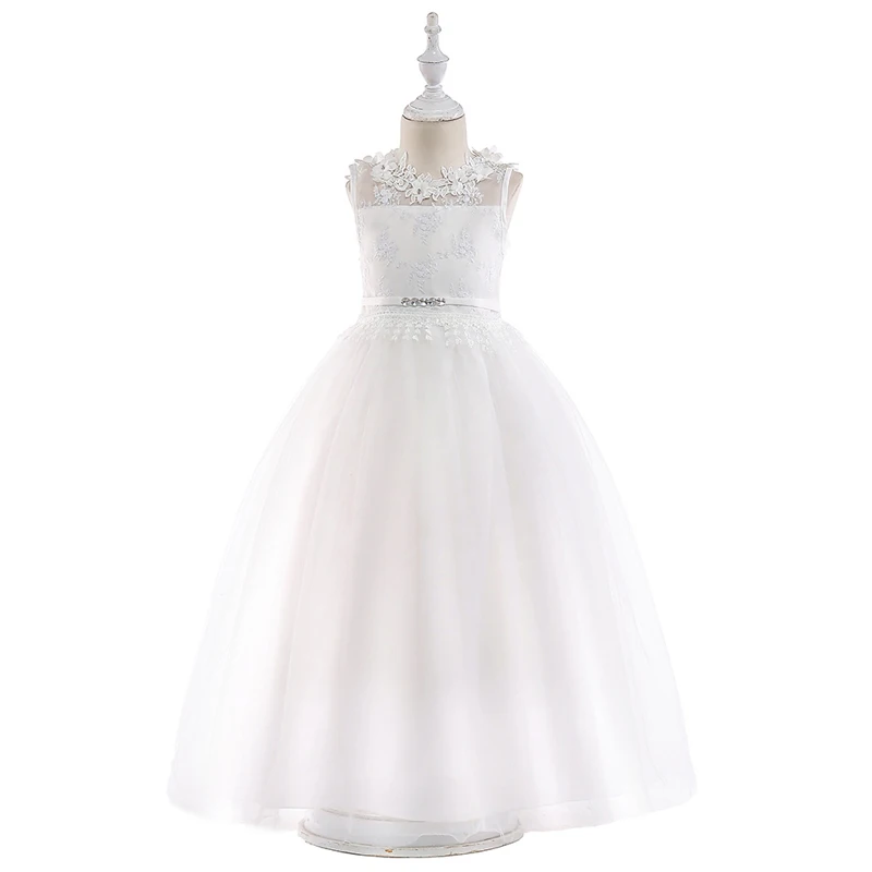 Summer Girl Party Dress  White Bridesmaid Princess Dress Kids Dresses For Girls Clothes Children Wedding Dress 10 12 Years