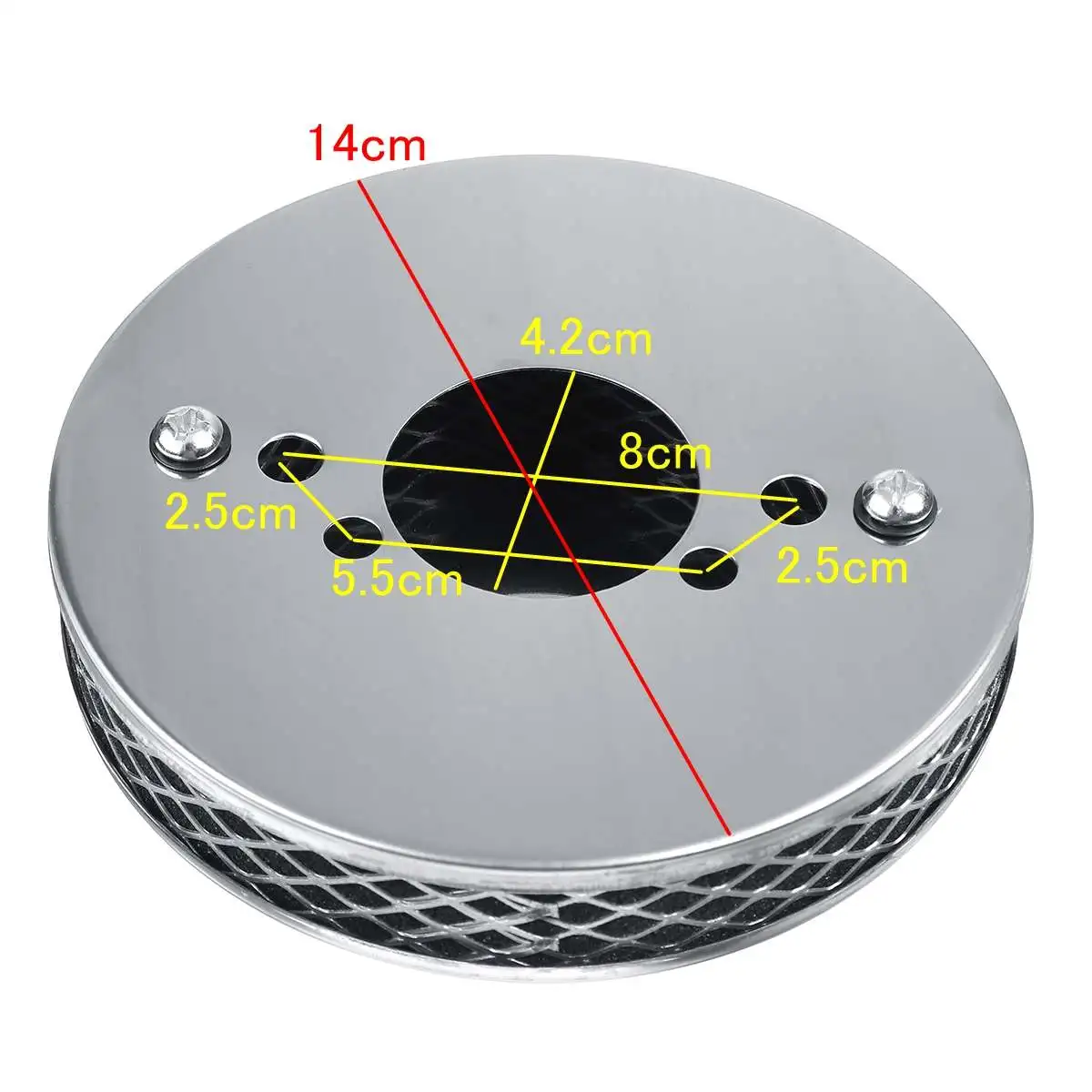 2PCS 14x3cm Car Chrome Pancake High Air Flow Air Filter For All 1.25 inch SU HS2 Carburettors