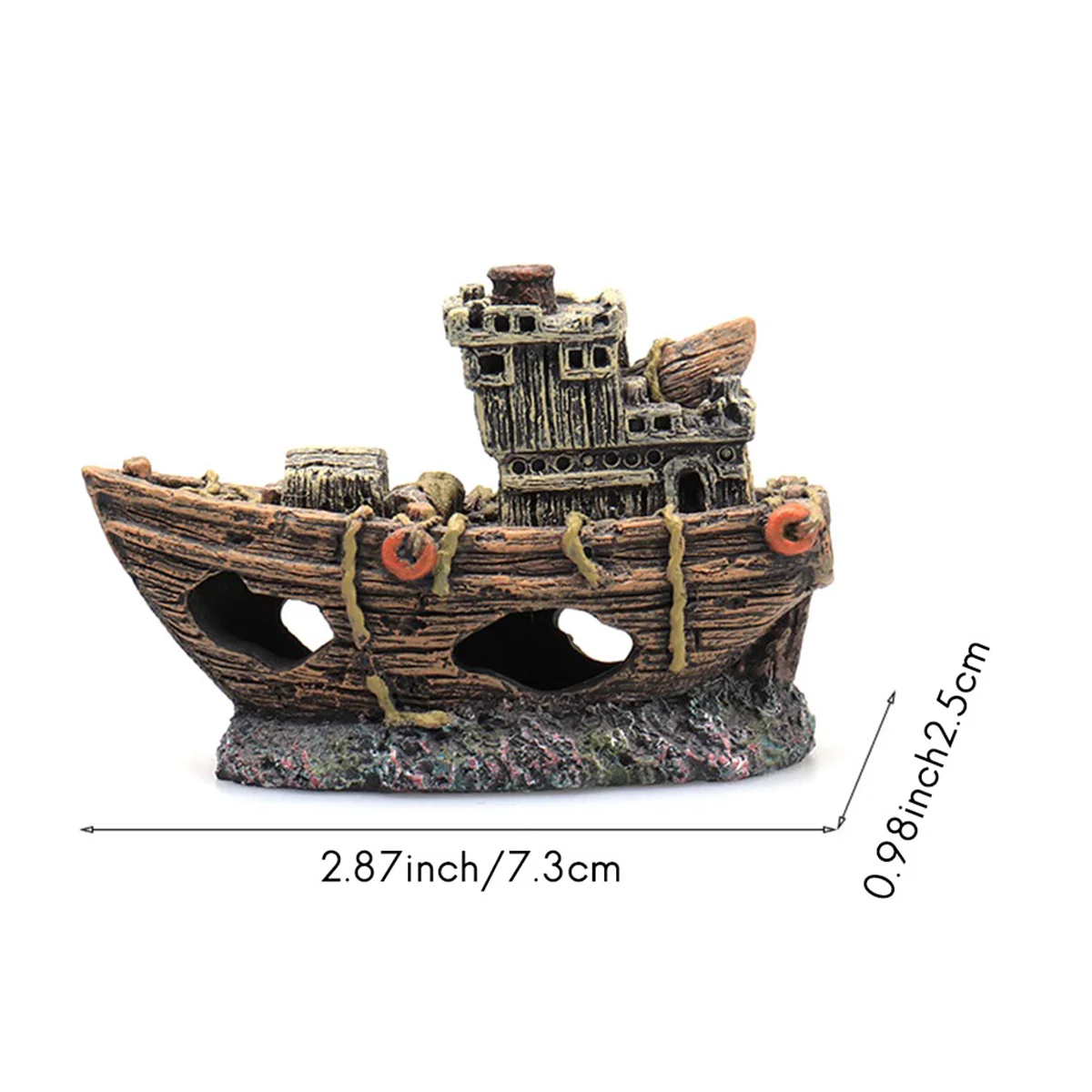 Aquarium Pirate Fish Ship Landscaping Resin Tank Statue Mini Shipwreck Ornament Ornamental Fish Shelter Accessory Decor