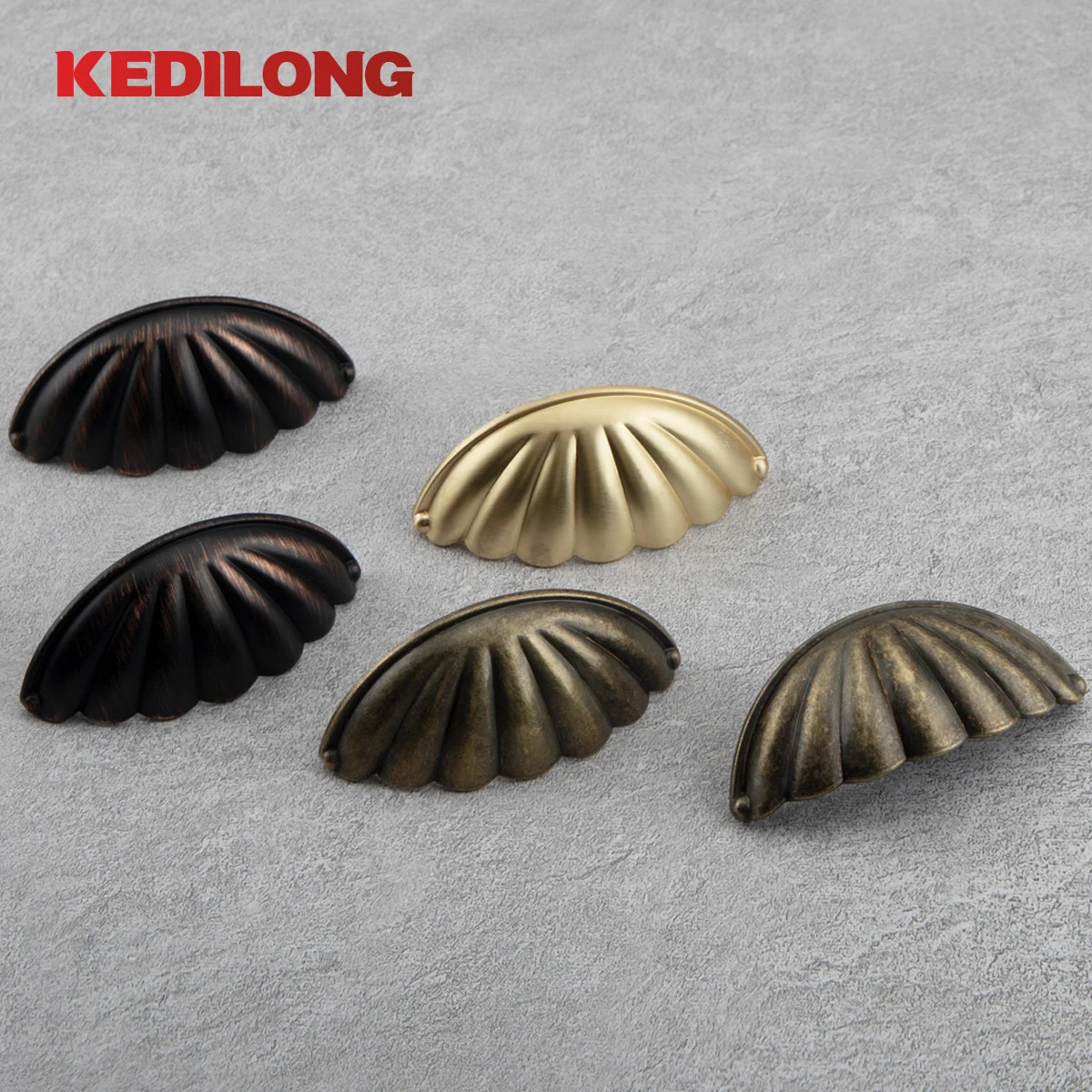 KEDLO Furniture Hardware Fashion Semicircular Shell Bronze Handle Drawer Wardrobe Gold Handle Cabinet Handle