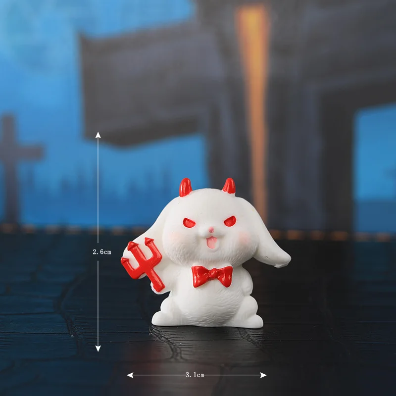 Kawaii Halloween Rabbits Mini Decorations Bonsai Ornament Living Room Home Decor Resin Craft Kids Toy Figurines Miniatures
