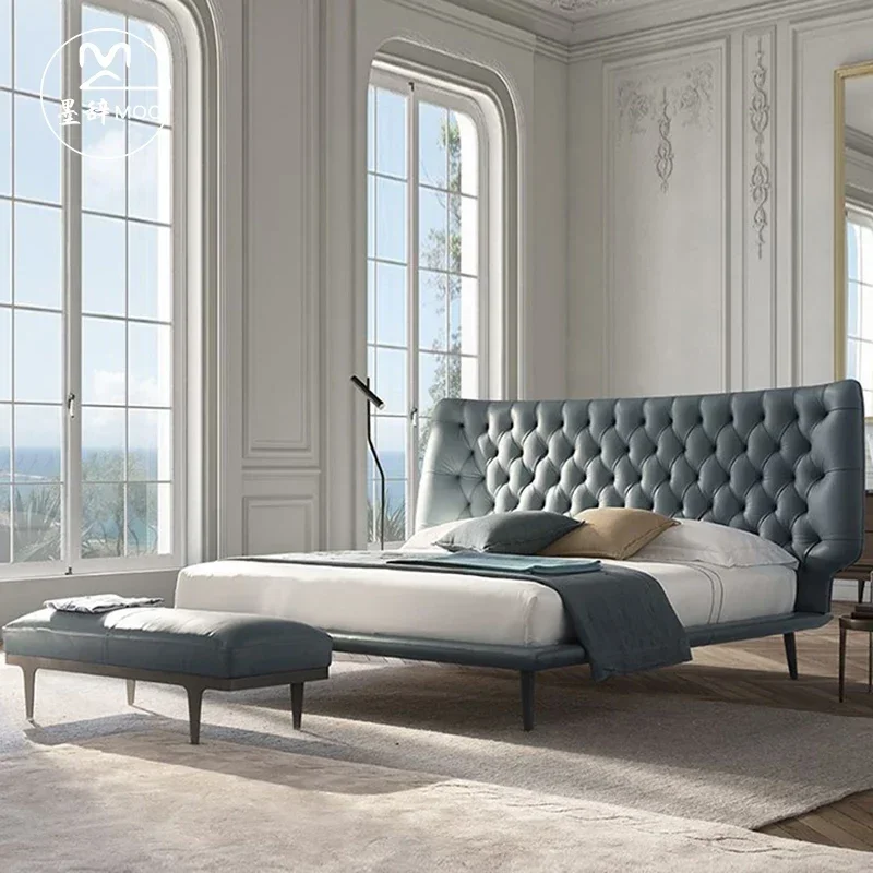 

Modern Double Light Luxury Designer Sample Room Villa Minimalist Marriage Bed