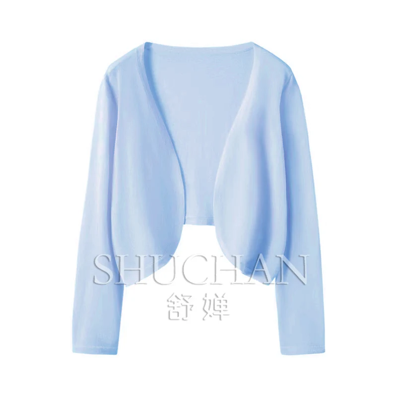 summer thin sweater women 100% cashmere new Open Stitch women cardigan crop top long sleeve