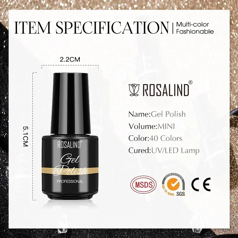 Rosalind Nail Polish Gel Polish Mini 5ml Plastic Bottle Polish Solid Color Semi-Permanent Nail Coating Gel UV Lamp DIY Nail