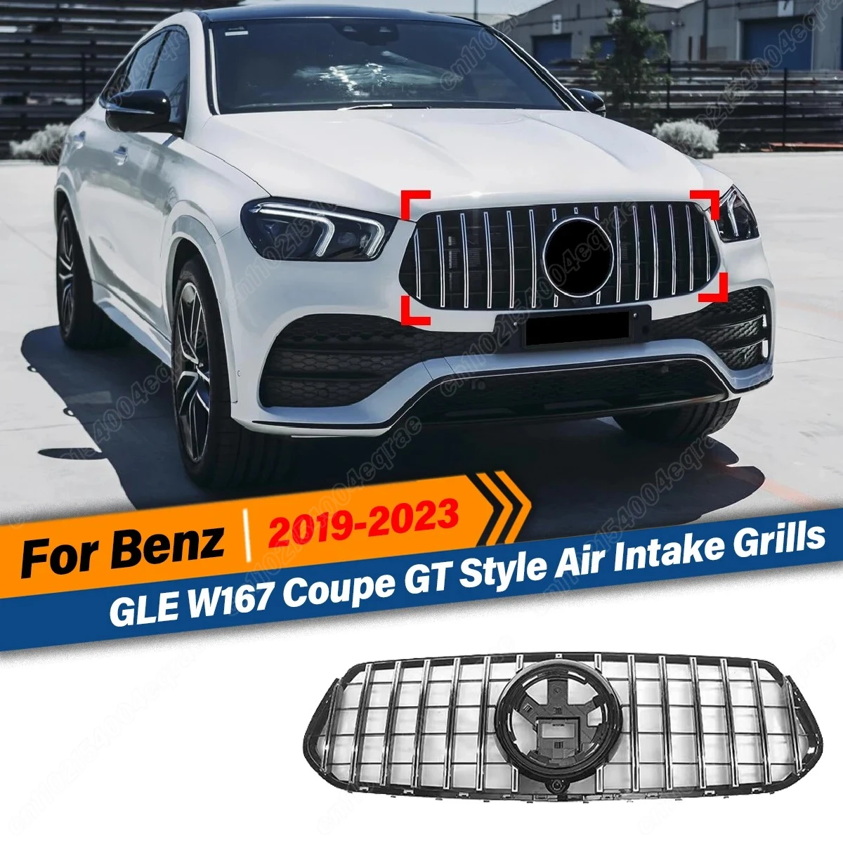 

Для Mercedes Benz GLE W167 Coupe 2019 2020 2021 2022 2023, передние GT спортивные стильные гоночные решетки радиатора, воздухозаборные решетки, комплект кузова