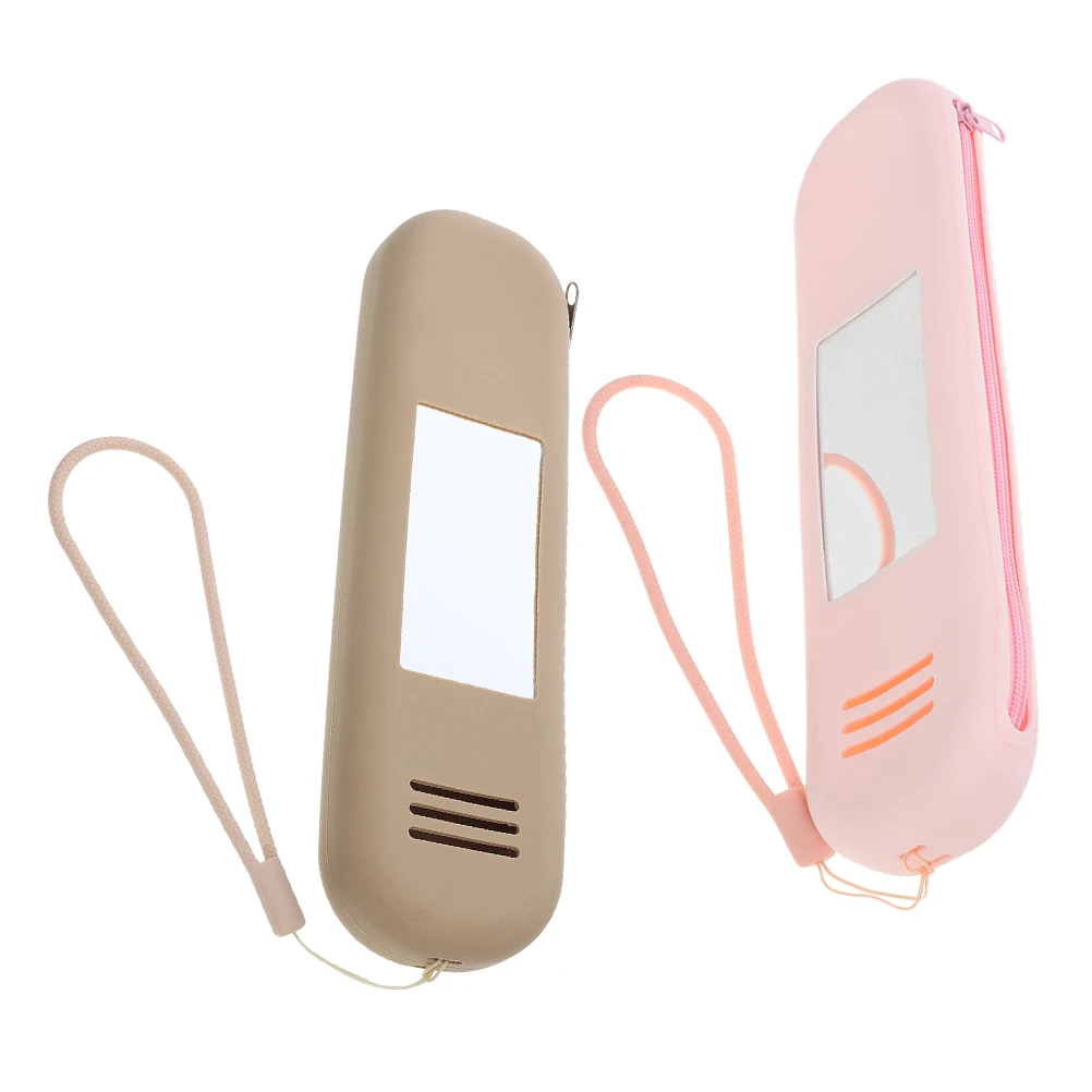 

2pcs Makeup Storage Bag Travel Pouch Holder Pink Beige Silicone Makeup Brush Storage Bag ganizer Compact Zipper