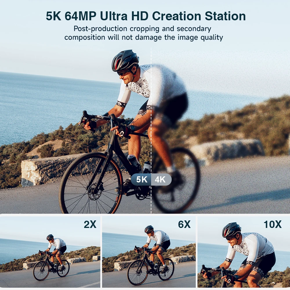كاميرا رقمية واي فاي 5K 64MP، زووم بصري 6X، كاميرا تسجيل فيديو 30FPS، كاميرات خلفية وأمامية للتصوير الفوتوغرافي والفيديو، بطاقة 64 جيجابايت