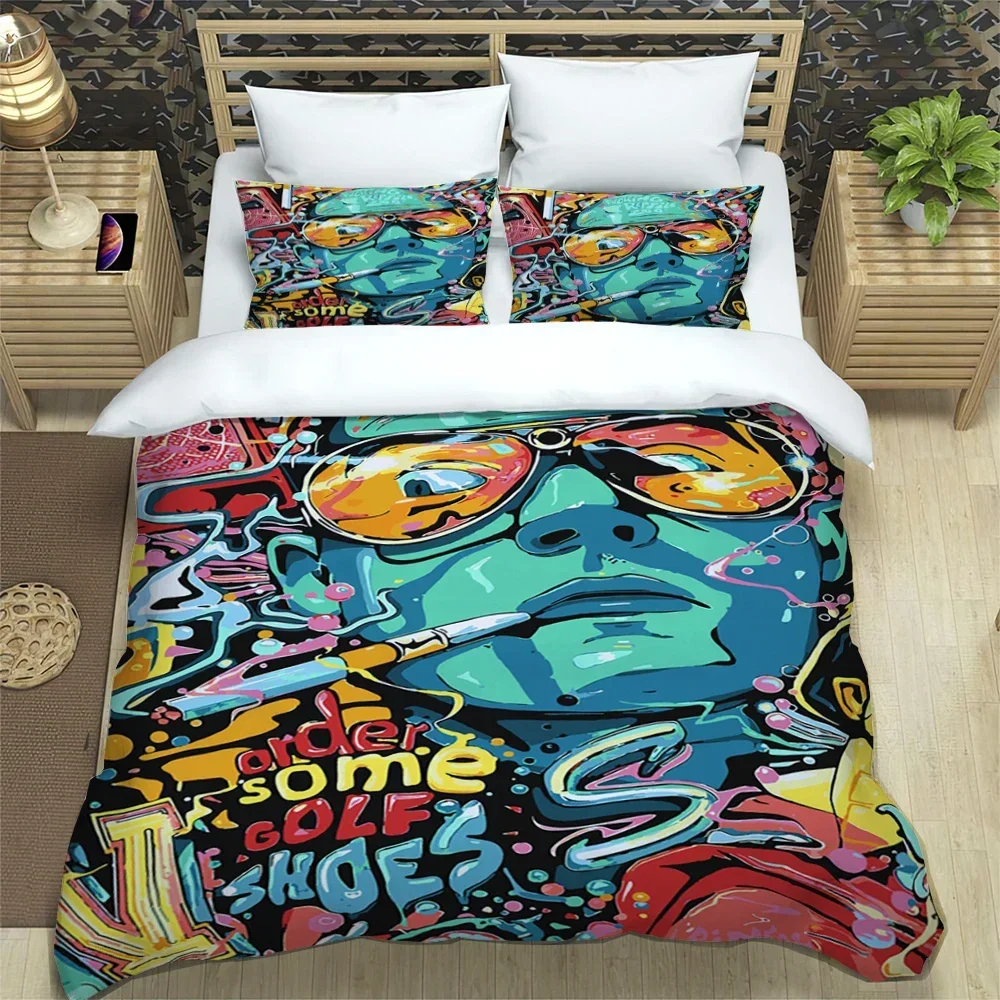 

American cartoon illustration Print Polyester Bedding Sets，Children or Adults for Beds Quilt Cover Pillowcase，Anime bedding set