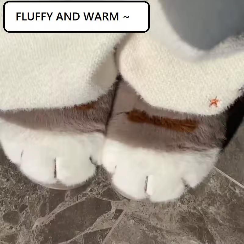 New Adorable Kitty Claw Slippers Women's Home Shoes Non Slip Furry Mules Female Fashion Warm Fluffy Slides Outdoor Cat Slippers - Image 6