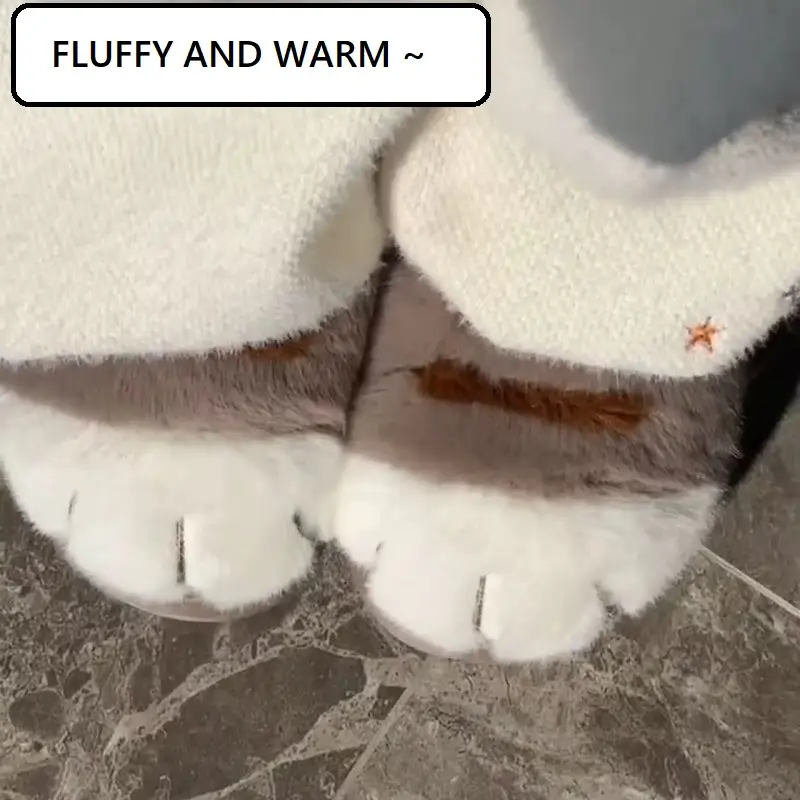 New Adorable Kitty Claw Slippers Women's Home Shoes Non Slip Furry Mules Female Fashion Warm Fluffy Slides Outdoor Cat Slippers - Image 6