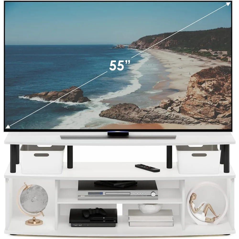 Jaya Large Entertainment Center com suporte para TV de até 55 pol., polegadas, branco/preto