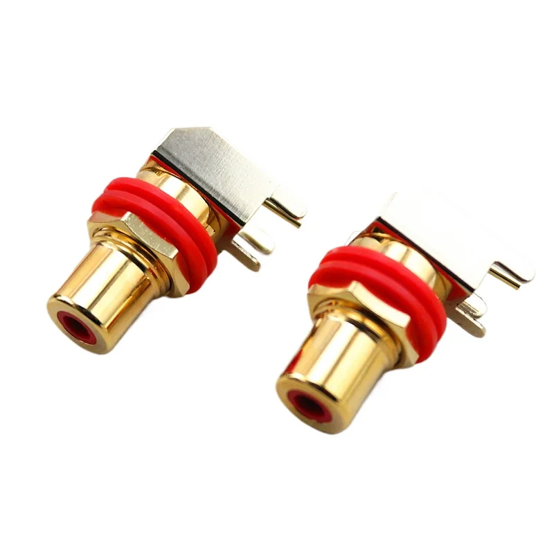

Side plug pure copper gold-plated AV audio lotus seat gold-plated audio amplifier soldering board RCA socket terminal