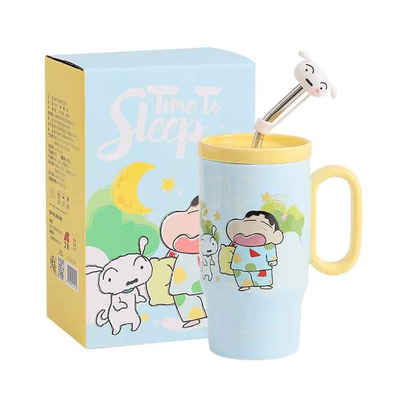 Crayon Shinchan Ceramic Mug with Lid Straw Handle, Large Capacity Creative Unique Cute Coffee Cup, Gift for Home Office Use - Image 5