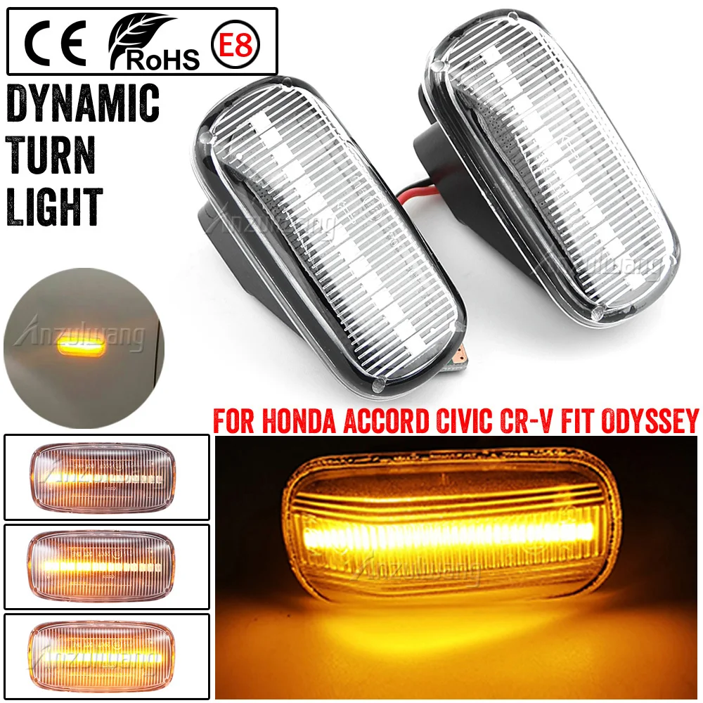 

For Honda CRV Accord Civic City Fit Jazz Stream HRV S2000 Odyssey Integra Acura RSX NSX Car Dynamic LED Side Marker Signal Light