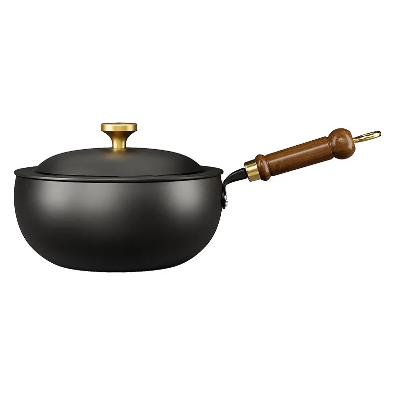 Household wrought iron belly pot, handmade hammer pattern multi-functional instant noodle pot, baby complementary food wok